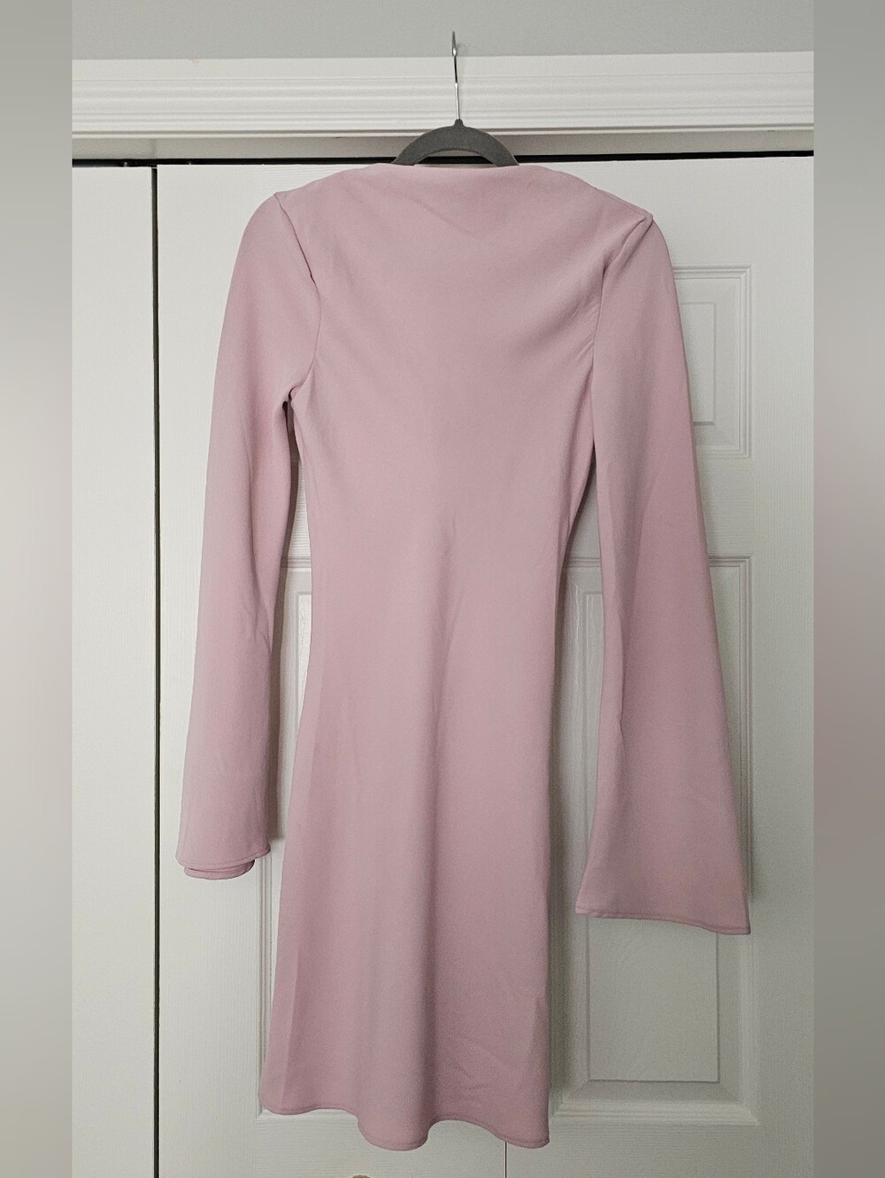 H&M Dusty Pink Long-Sleeve Fit-and-Flare Dress
